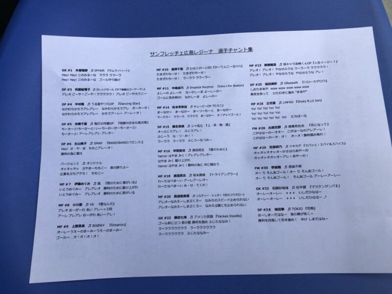 20251013-サンフレッチェ広島レジーナチャント歌詞カード