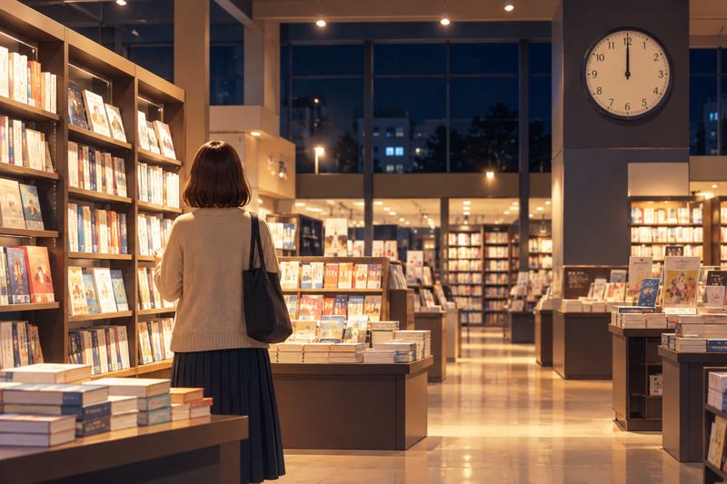 夜の書店イメージ